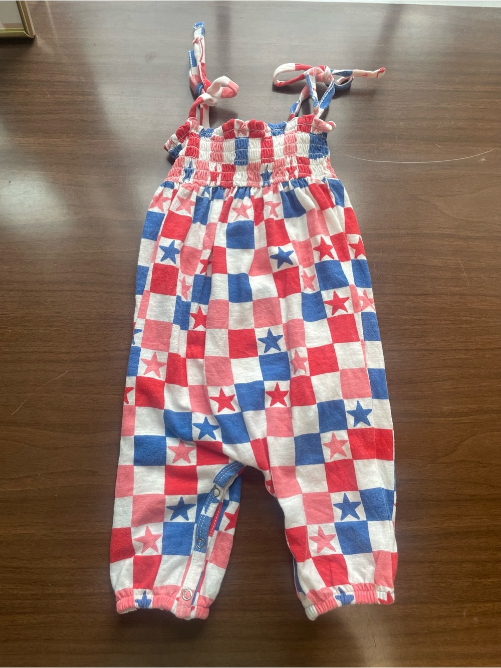 SIIX Sleeveless Red, White & Blue Star Checker Romper